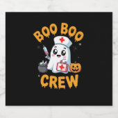 Boo Boo Crew Nurse Niedlich Ghost Halloween Pflege Schaumweinetikett (Einzelnes Label)