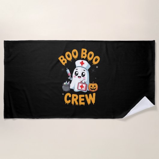 Boo Boo Crew Nurse Niedlich Ghost Halloween Pflege Strandtuch (Vorderseite)