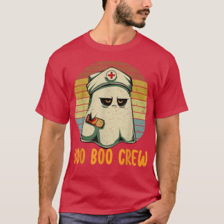 Boo Boo Crew Nurse Retro Ghost Funny Hallowe T-Shirt