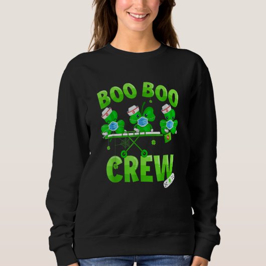 Boo Boo Crew Nurse St Patrick S Day Kleeblatt Face Sweatshirt (Vorderseite)