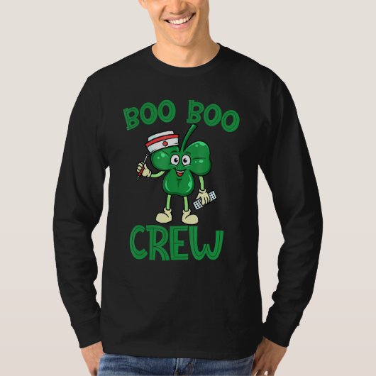 Boo Boo Crew Nurse St Patrick S Day Lucky Kleeblat T-Shirt (Vorderseite)