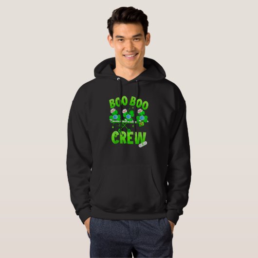 Boo Boo Crew Nurse St Patrick's Day Kleeblatt Face Hoodie (Vorne ganz)