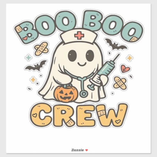 Boo Boo Crew Shirt � Funny Ghost Halloween Nurse & Aufkleber (Blatt)
