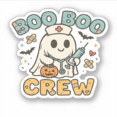 Boo Boo Crew Shirt � Funny Ghost Halloween Nurse Aufkleber (Vorderseite)