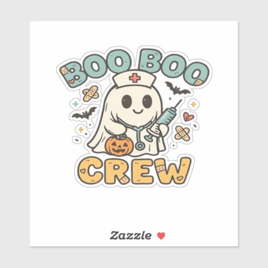 Boo Boo Crew Shirt � Funny Ghost Halloween Nurse Aufkleber (Blatt)