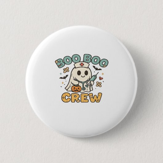 Boo Boo Crew Shirt � Funny Ghost Halloween Nurse Button (Vorderseite)