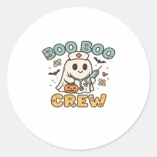 Boo Boo Crew Shirt � Funny Ghost Halloween Nurse Runder Aufkleber (Vorderseite)