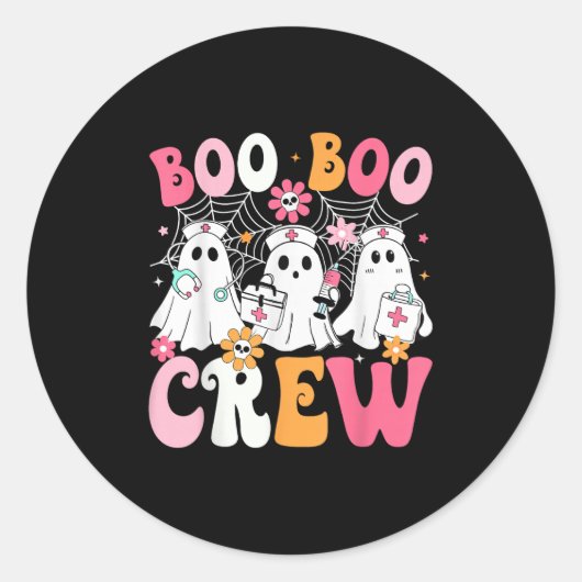 Boo Boo Crew Soky Nurse Ghost Nursing Halloween Nu Runder Aufkleber (Vorderseite)