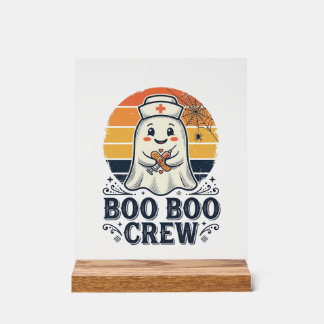 Boo Boo Crew Süße Krankenschwester Geist Halloween Acrylschild