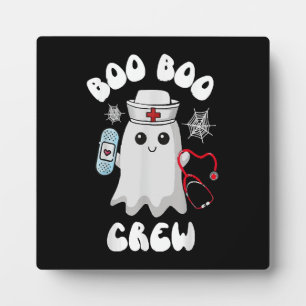 Boo Boo Crew Süße Krankenschwester Geist Lustig Ha Fotoplatte