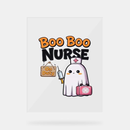 Boo Boo Nurse on Duty Classic T - Shirt Acrylschild (Vorderseite)