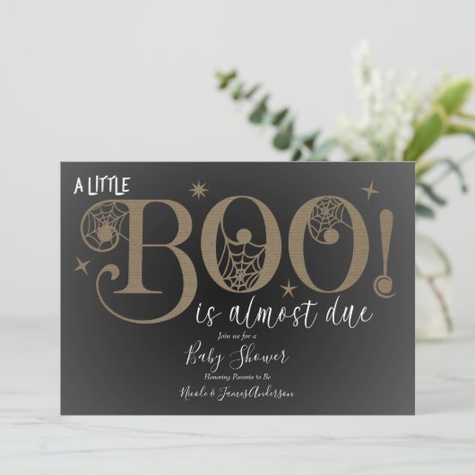 BOO Brown Rustic Elegant Baby Shower Einladung (Stehend Vorderseite)