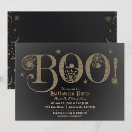BOO Brown Rustic Elegant Halloween Costume Party Einladung