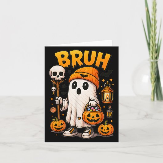 Boo Bruh Ghost Halloween Niedlich Ghost Trick oder Karte (Vorderseite)