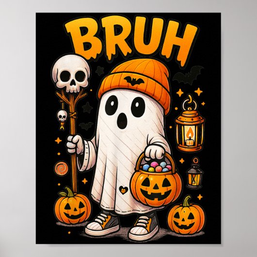 Boo Bruh Ghost Halloween Niedlich Ghost Trick oder Poster (Vorne)
