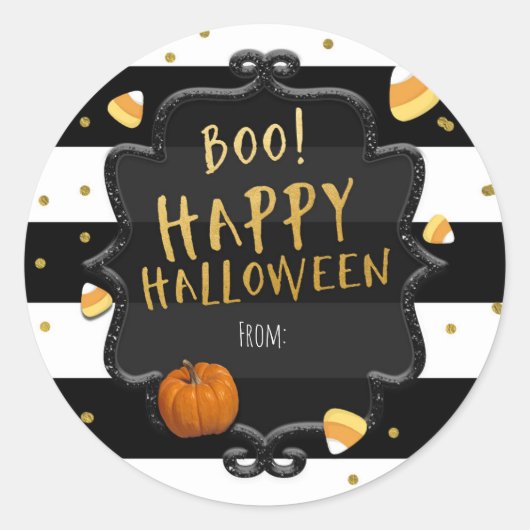 Boo! Candy Corn Happy Halloween Party Stickers (Vorderseite)