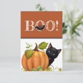 Boo Cat Halloween Flat Card Dankeskarte (Stehend Vorderseite)