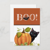 Boo Cat Halloween Flat Card Dankeskarte (Vorne/Hinten)