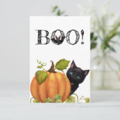 Boo Cat Halloween Flat Card Dankeskarte (Stehend Vorderseite)
