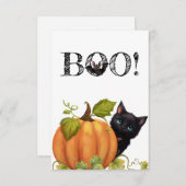 Boo Cat Halloween Flat Card Dankeskarte (Vorne/Hinten)