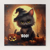 BOO! Cat Halloween Puzzle - verzauberter Mondlicht (Vertikal)