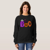 Boo Cat Pumpkin Halloween Ghost Costume Leopard Sweatshirt (Vorne ganz)