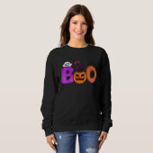 Boo Cat Pumpkin Halloween Ghost Costume Leopard Sweatshirt (Vorne ganz)