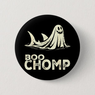 Boo chomp – lustiger Geist-Hai Halloween Retro  Button