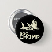 Boo chomp – lustiger Geist-Hai Halloween Retro Button (Vorne & Hinten)
