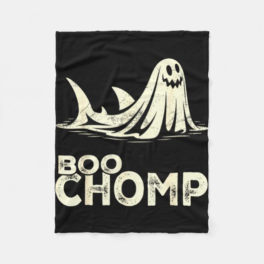 Boo chomp – lustiger Geist-Hai Halloween Retro Fleecedecke (Vorderseite)