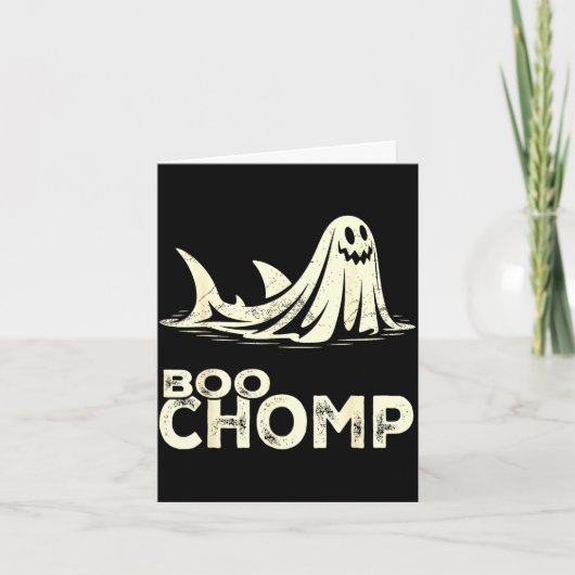 Boo chomp – lustiger Geist-Hai Halloween Retro  Karte (Vorderseite)