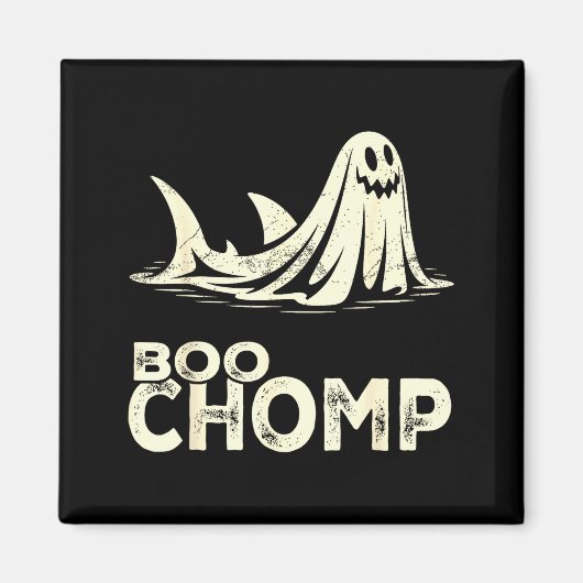 Boo chomp – lustiger Geist-Hai Halloween Retro Magnet (Vorne)