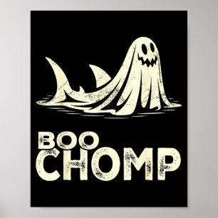 Boo chomp – lustiger Geist-Hai Halloween Retro Poster