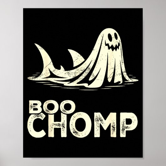 Boo chomp – lustiger Geist-Hai Halloween Retro  Poster (Vorne)