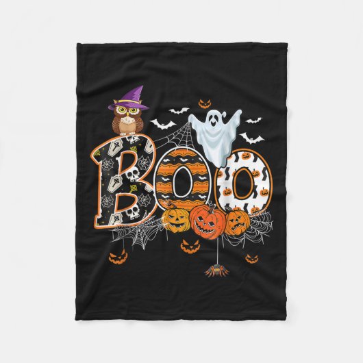 Boo Creepy Owl Pumpkin Ghost Halloween Men Frauen Fleecedecke (Vorderseite)