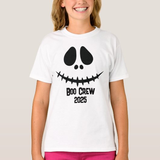 Boo Crew 2025 Kürbislaterne Gesichtsgruppe Hallowe T-Shirt (Vorderseite)