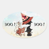 Boo Crew Black Cat Hexenhut Ghost Story Buch Niedl Ovaler Aufkleber (Vorderseite)