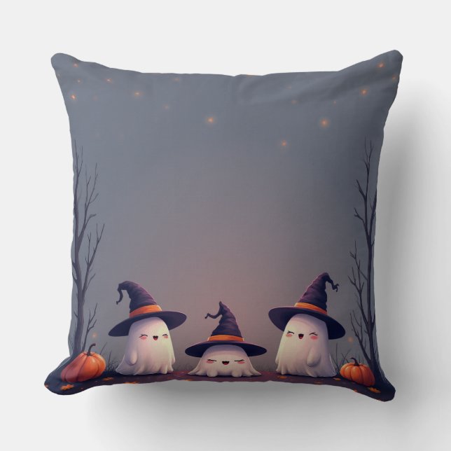 Boo Crew – Cute Halloween Ghosts Design Kissen (Vorderseite)