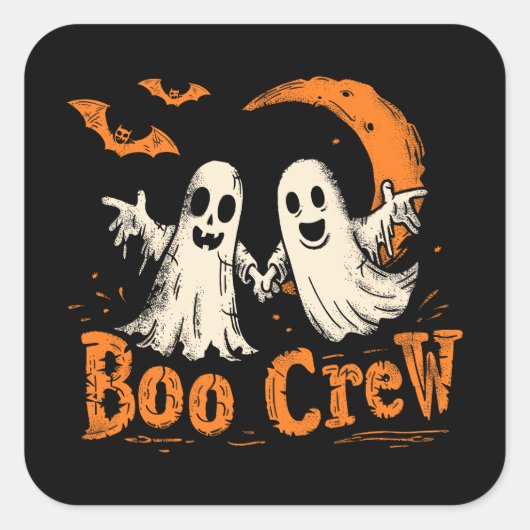 Boo Crew | ExDesigner | Halloween Quadratischer Aufkleber (Vorderseite)