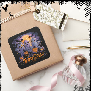 Boo Crew   ExDesigner   Halloween Quadratischer Aufkleber