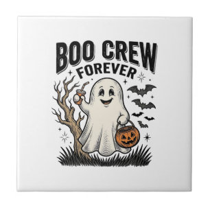 Boo Crew Forever Vintage Geist Halloween-Shirt Des Fliese