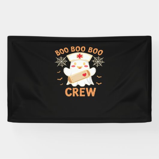 Boo Crew Funny Ghost Spooky Halloween Nurse T-Shir Banner (Horizontal)