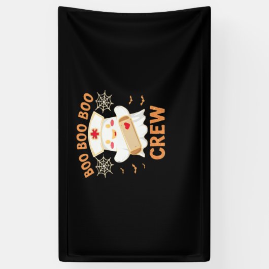 Boo Crew Funny Ghost Spooky Halloween Nurse T-Shir Banner (Vertikal)