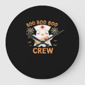 Boo Crew Funny Ghost Spooky Halloween Nurse T-Shir Große Wanduhr (Vorderseite)