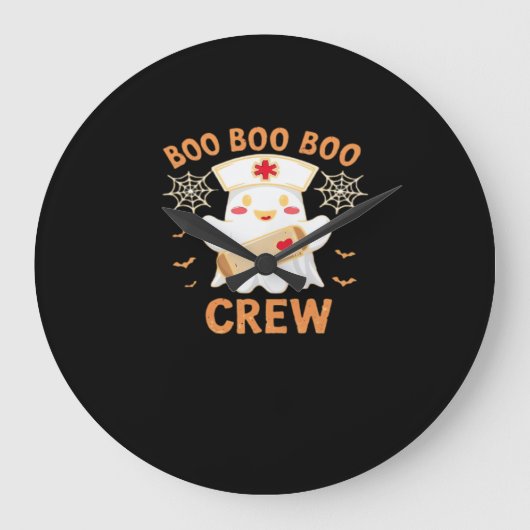 Boo Crew Funny Ghost Spooky Halloween Nurse T-Shir Große Wanduhr (Vorderseite)
