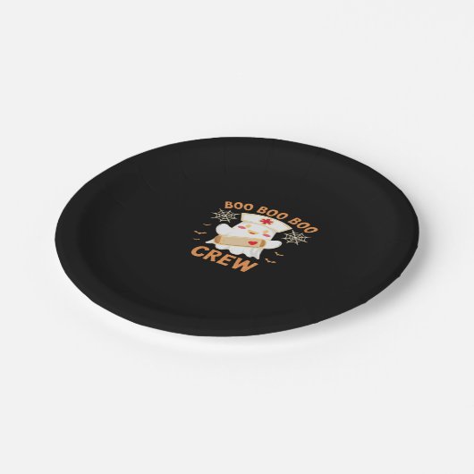 Boo Crew Funny Ghost Spooky Halloween Nurse T-Shir Pappteller (Schrägansicht)