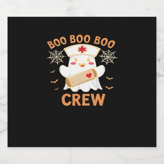 Boo Crew Funny Ghost Spooky Halloween Nurse T-Shir Schaumweinetikett (Einzelnes Label)