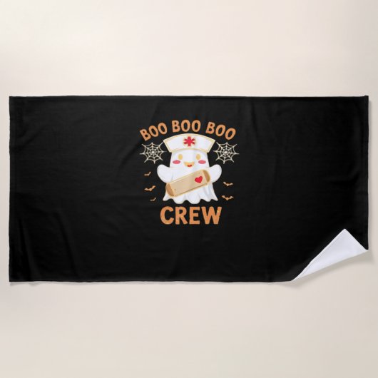 Boo Crew Funny Ghost Spooky Halloween Nurse T-Shir Strandtuch (Vorderseite)