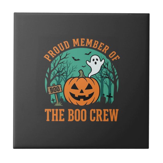 Boo Crew Halloween-Geist-Kürbis-Design_1 Fliese (Vorderseite)