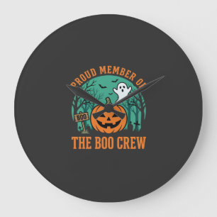 Boo Crew Halloween-Geist-Kürbis-Design_1 Große Wanduhr